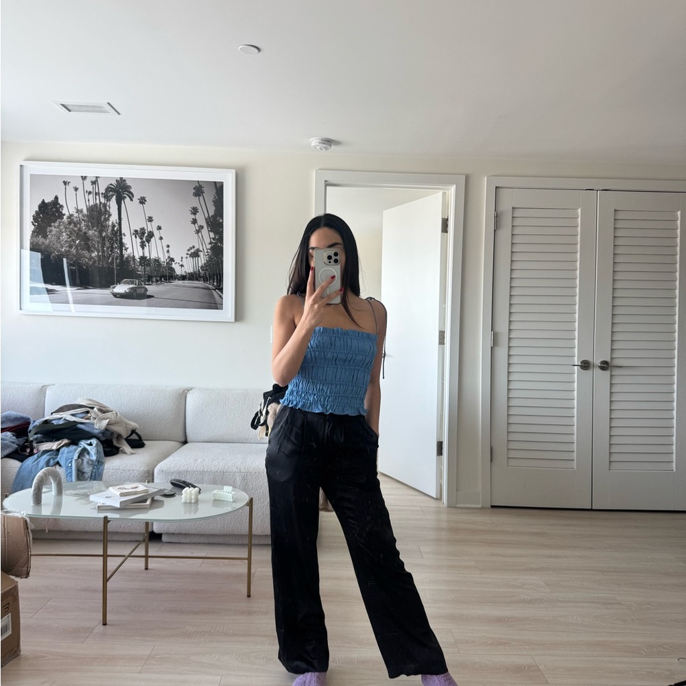 Petite Black Silk Pants